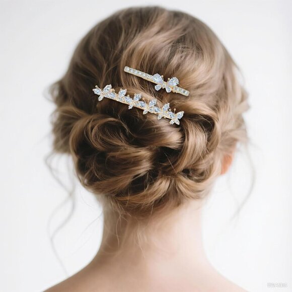 Gold Rhinestone Butterfly Hair Clips for Women Elegant Bridal Hair Accessories main image 5